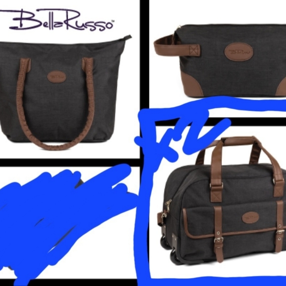 ‼️SOLD‼️ NEW Bella Russo Canvas Oxford Luugage 5 Piece Set - Picture 7 of 16